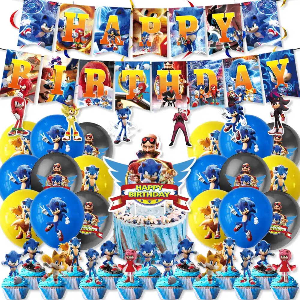 Sonic Cartoon Birthday Party Decoration Supplies